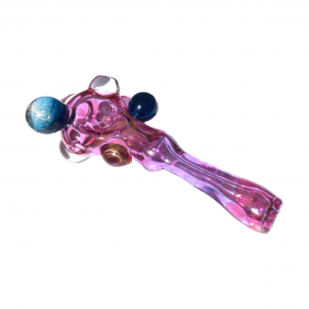 Lila Dichro Glaspfeife mit Anhänger Set