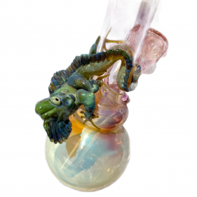Grinder Glass 'Iguana Double Bubble' mit Gold Fume