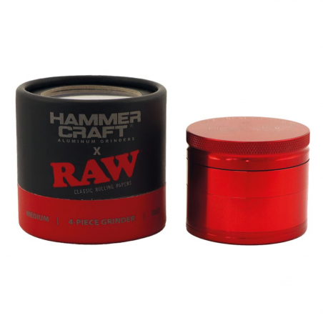 RAW x HammerCraft Medium Aluminium Grinder 4-teilig Rot