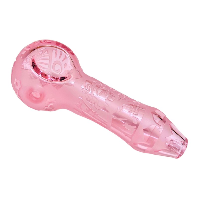 Glaspfeife mit Ornamenten Pink