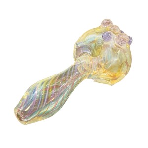 Glaspfeife mit Rhomboidmuster Gold-Gelb