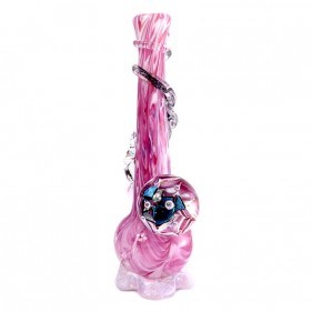 Noble Glass Medium Softglas Bong Rosa mit Dichro Marble