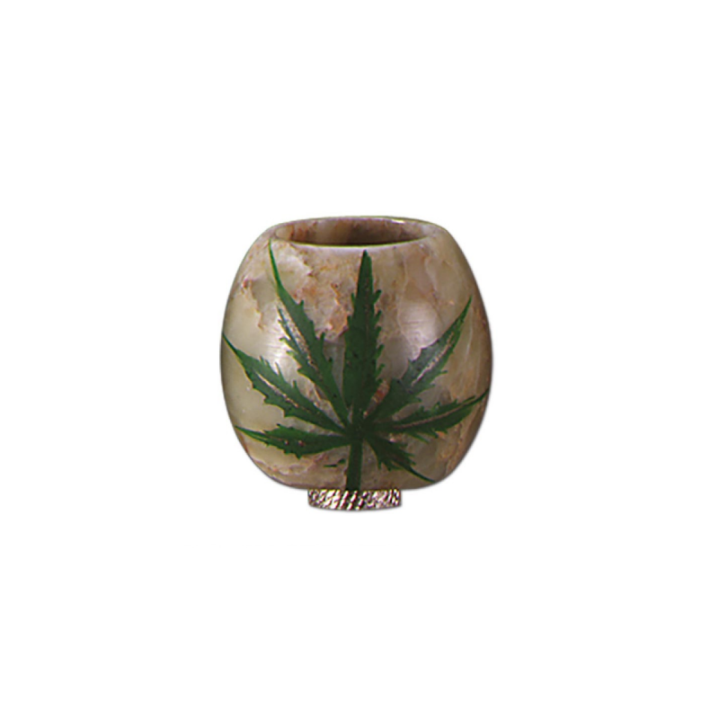 Stein Kopf mit Hanfblatt