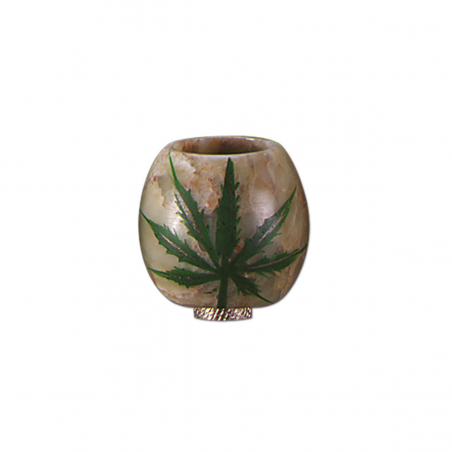 Stein Kopf mit Hanfblatt