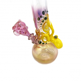 Grinder Glass 'Canary Yellow Octopus' mit 22K Gold Fume