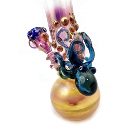 Grinder Glass 'Blue Stardust Octopus' mit 22K Gold Fume