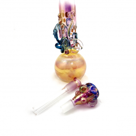 Grinder Glass 'Blue Stardust Octopus' mit 22K Gold Fume