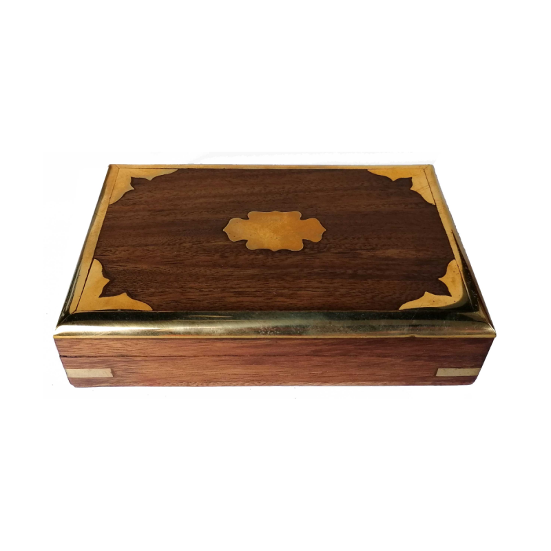 Holz Box mit Messing-Intarsien