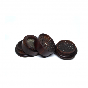 Holz Grinder mit Speckstein Blatt-Motiv 4-teilig