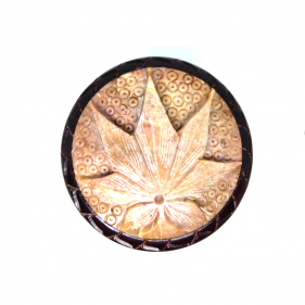 Holz Grinder mit Speckstein Blatt-Motiv 4-teilig