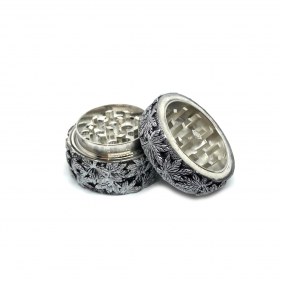 'Weed Leaf' Zink Grinder 2-teilig Silber