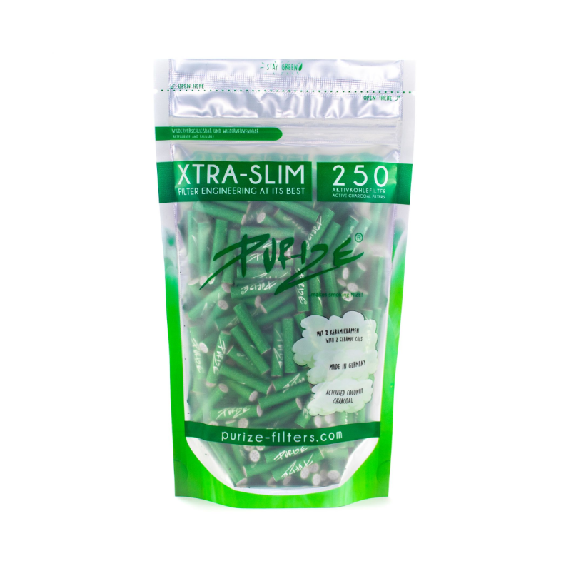 PURIZE XTRA Slim Grün Aktivkohlefilter 5,9 mm 250 Stk.