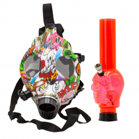 Comic Gasmaske mit Acrylbong