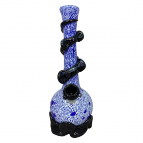 Noble Glass Texturierte Softglas Bong mit Dichro Wrap Blau-Weiß